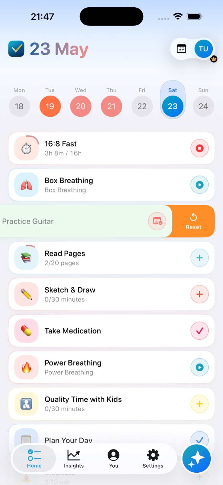 Ritualist swipe quick actions
